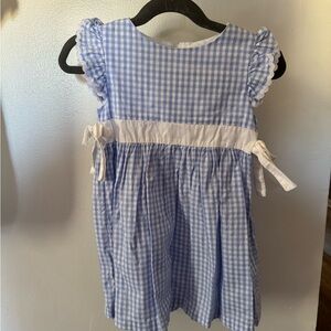 Blue Gingham Dress with White Bows